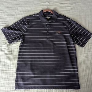 Greg Norman Play Dry Men’s Black Striped Short Sleeve Polo Shirt - Large
